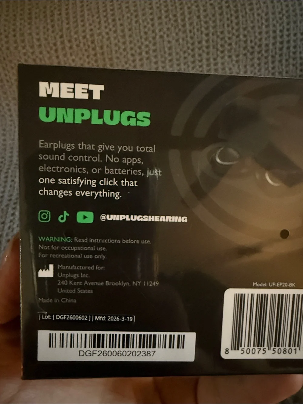 Noise-Reducing Earplugs Earbuds - Black